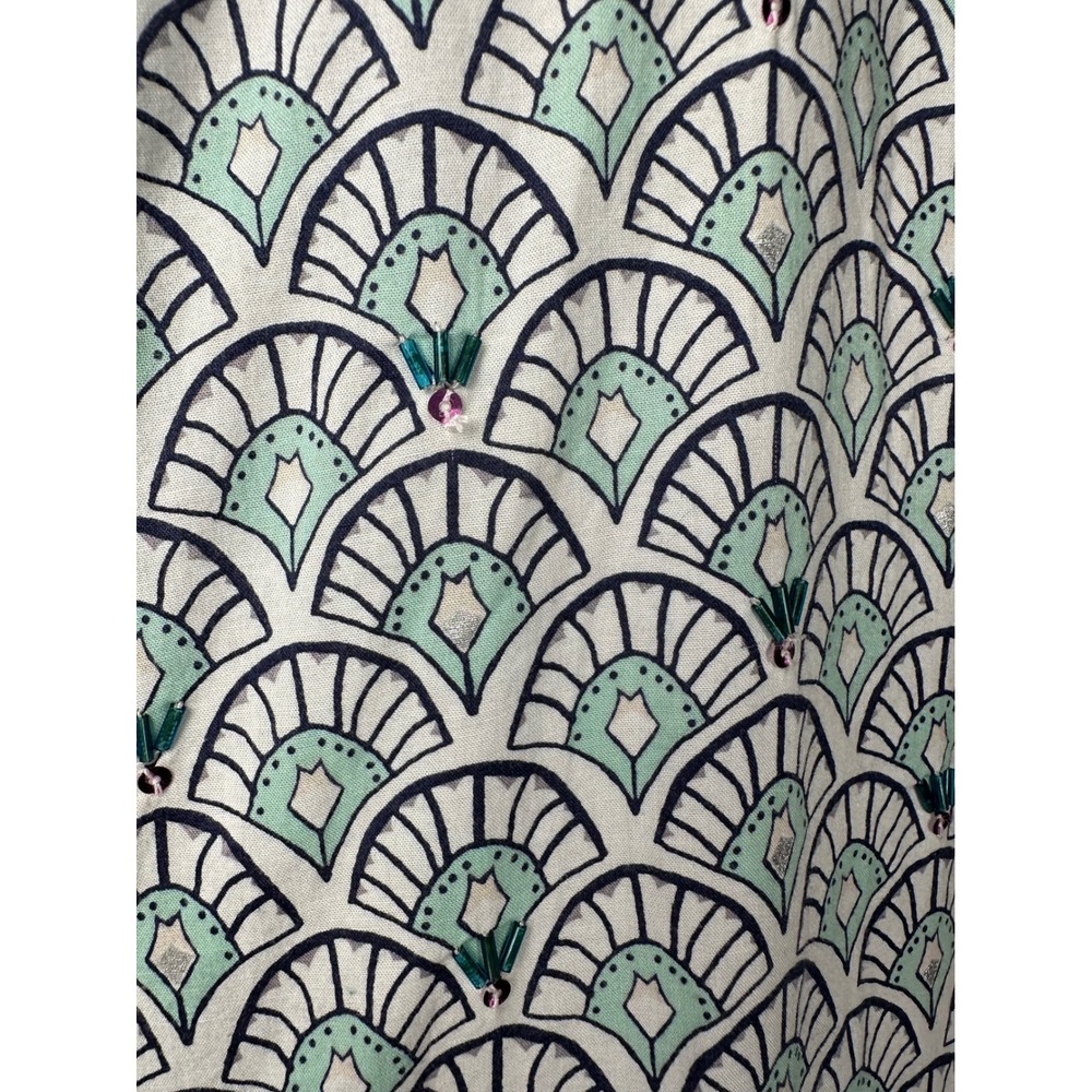 Lands End Womens Coastal Beaded Cotton Tunic Top Teal M 10-12 Beach Coverup - Picture 5 of 11